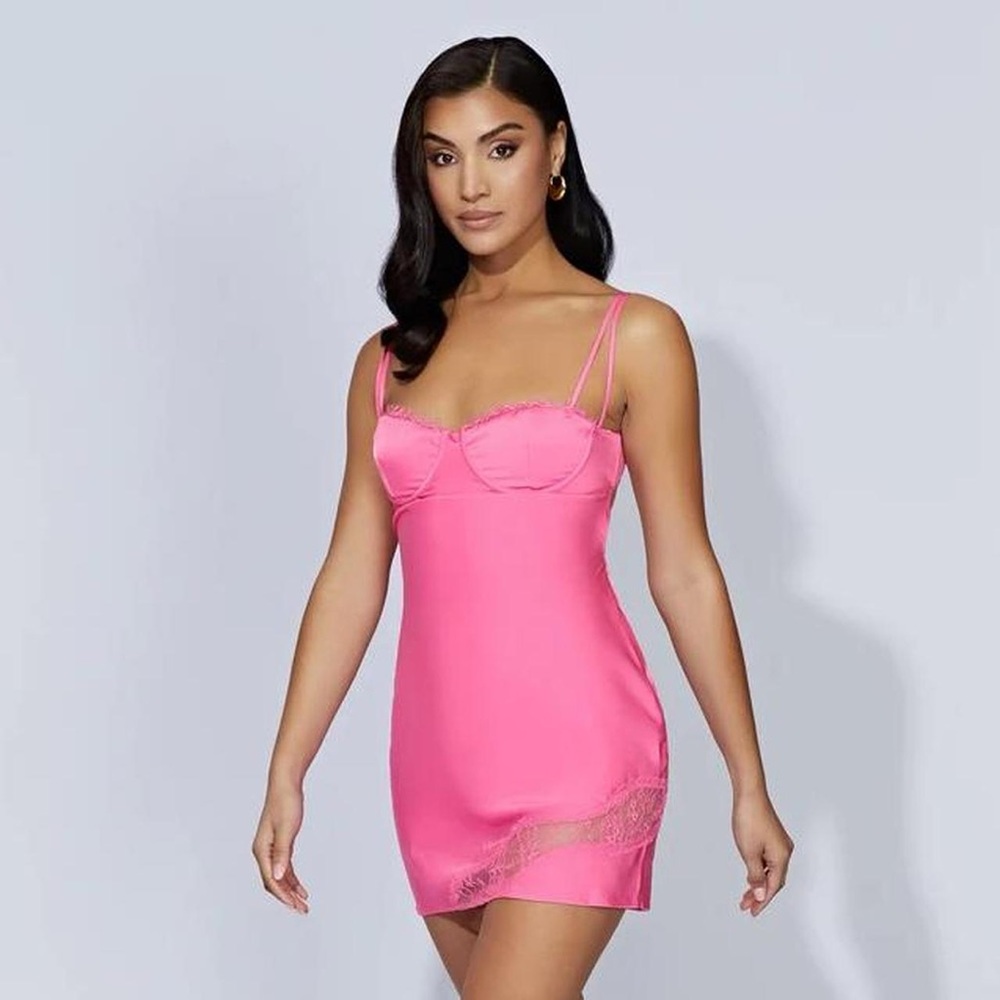 Meshki Joslyn Satin Lace Slip Mini Dress